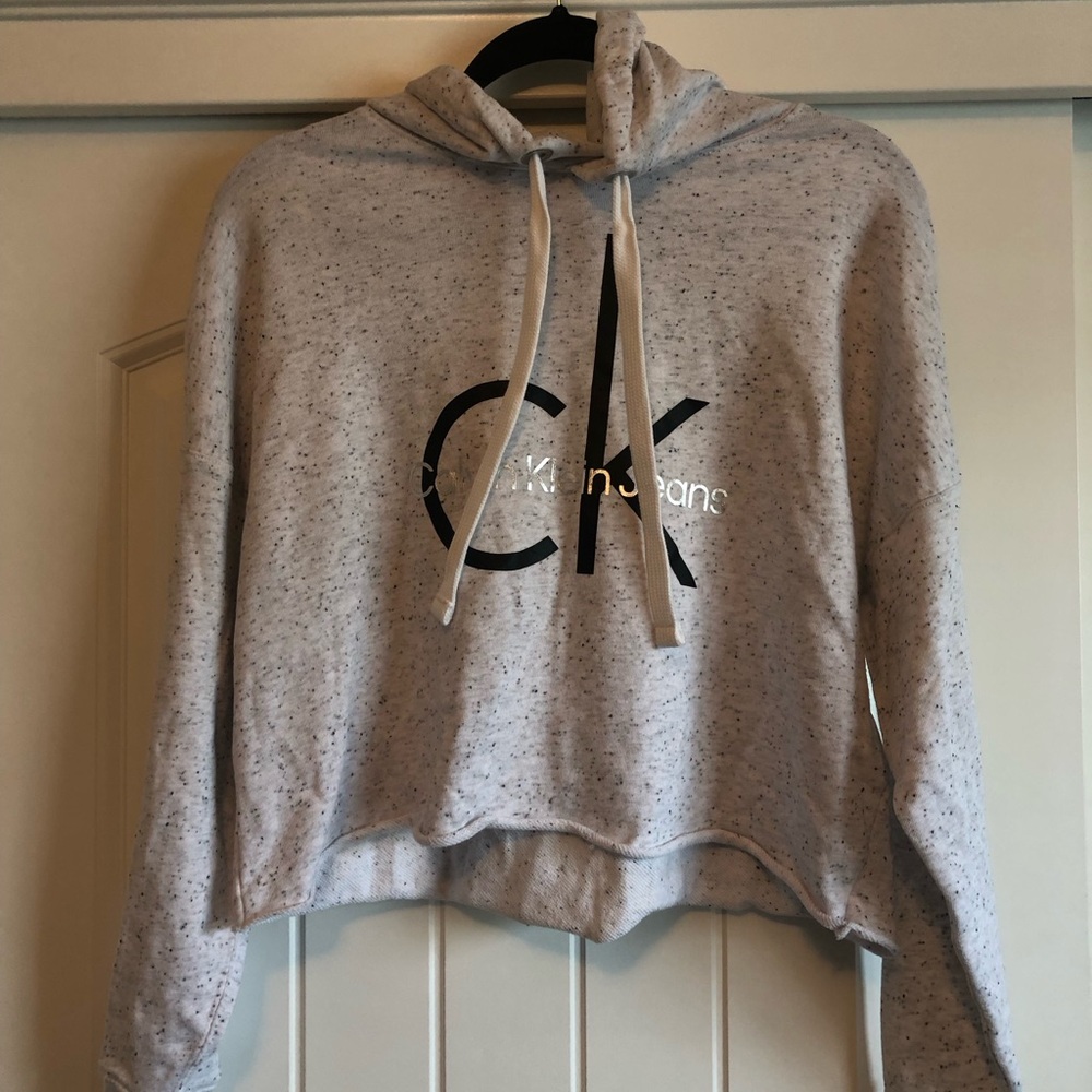 Calvin Klein Women's Gray Cropped Hoodie